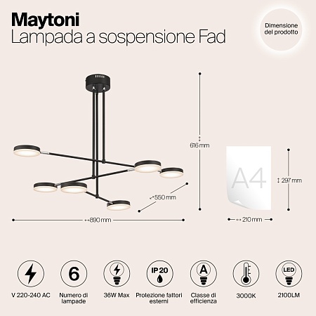 Подвесной светильник Maytoni Fad MOD070PL-L38B3K - фото