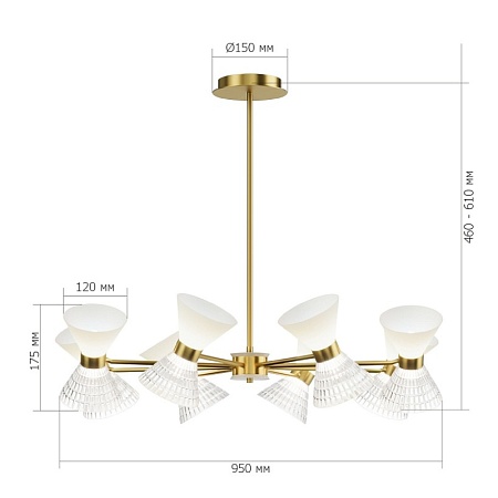 Светильник подвесной ST-Luce латунь/прозрачный, белый, латунь G9 LED 12*5W SL2004.313.12 - фото