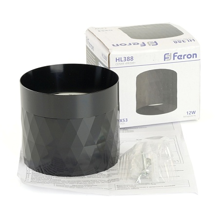 Светильник потолочный Feron HL388 Barrel PRISM GX53 12W 230V, черный - фото