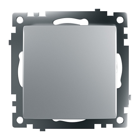 Выключатель 1-клавишный (механизм), STEKKER GLS10-7103-03, 250V, 10А, серия Катрин, серебро - фото