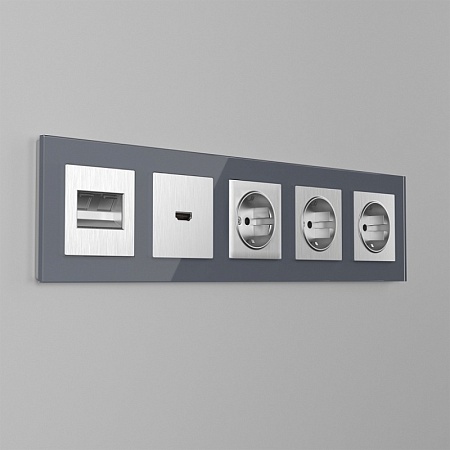 Накладка для розетки HDMI серебряный рифленый WL09-HDMI-CP - фото