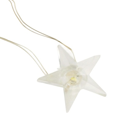 Светодиодная гирлянда Feron CL589 линейная Звездочки на проволоке, 5000К, с питанием от батареек, прозрачный шнур 2.3м - фото