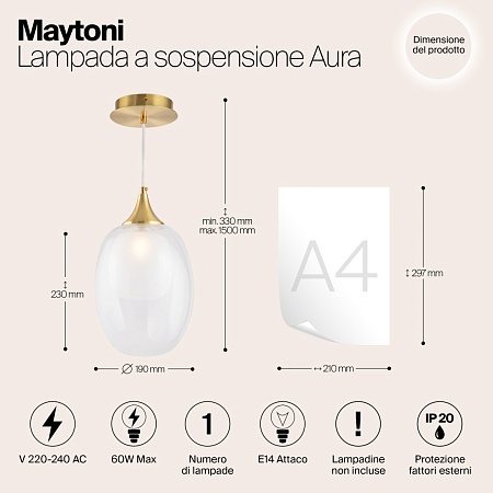 Подвесной светильник Maytoni Aura MOD016PL-01BS - фото