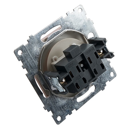 Розетка 1-местная б/з (механизм), STEKKER GLS10-7109-03, 250V, 10А с защитной шторкой, серия Катрин, серебро - фото