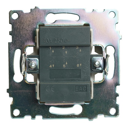 Переключатель 2-клавишный (механизм), 250В, 10А, серия Катрин, графит, GLS10-7107-06 - фото