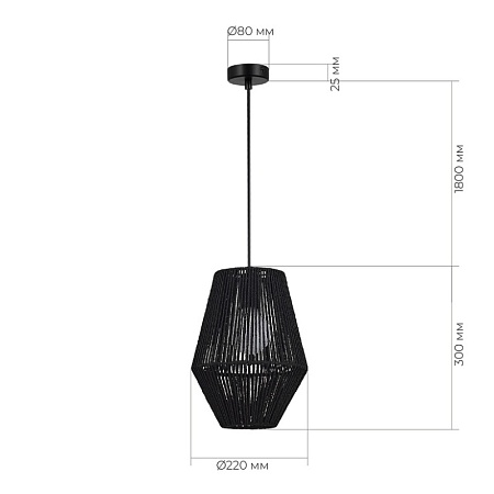 Светильник подвесной черный/черный E27 1*40W SLE6025-413-01 - фото