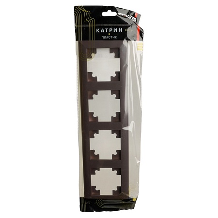 Рамка STEKKER, PFR00-7004-04 4-местная, пластик, серия Катрин, шоколад - фото