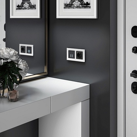 W4520008/ Сенсорный выключатель двухклавишный с подсветкой 1000 Вт (черный) W4520008 - фото