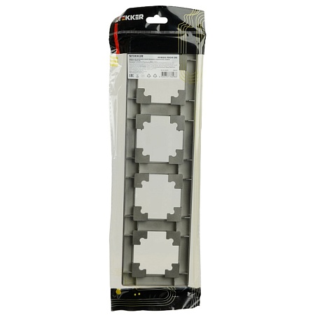 Рамка STEKKER, PFR00-7004-06 4-местная, пластик, серия Катрин, графит - фото