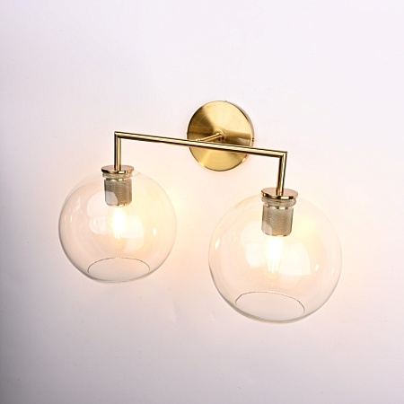 Бра Rh Utilitaire Globe Shade Double Sconce Brass Imperiumloft 123273-22 - фото