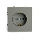 Розетка 1-местная с защитной шторкой с/з (механизм), STEKKER, 250В, 16А, серия Эмили, RST16-5110-10, платиново-серый, soft touch - фото