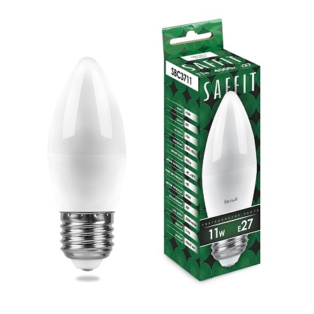 Лампа светодиодная SAFFIT SBC3711 Свеча E27 11W 230V 4000K - фото