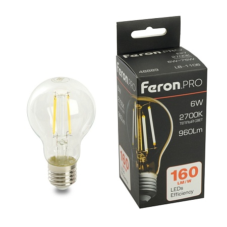Лампа светодиодная Feron.PRO LB-1106 Шар E27 960LM 6W 175-265V 2700K - фото