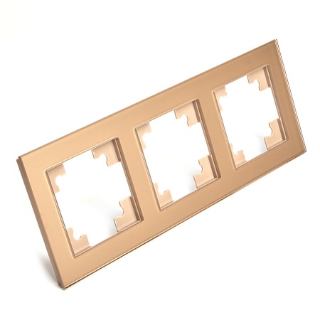 Рамка 3-местная, стекло, STEKKER GFR00-7003-08, серия Катрин, золото - фото