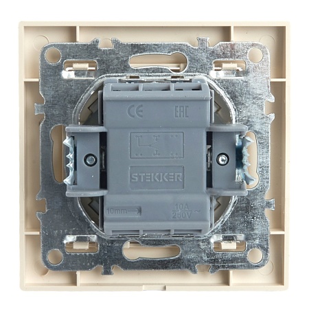 Переключатель 1-клавишный STEKKER  PSW10-9005-02, 250В, 10А, серия Эрна, слоновая кость - фото