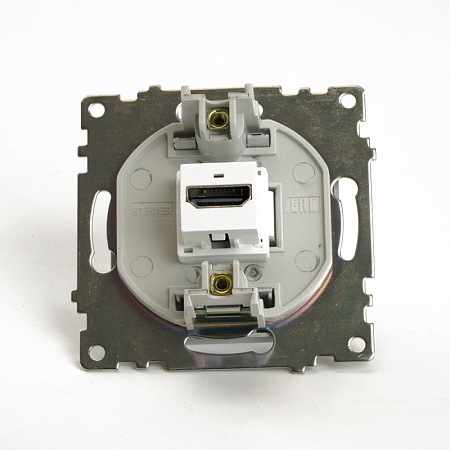 Розетка HDMI 2.1, Type A (механизм), STEKKER GLS00-7118-03, серия Катрин, серебро - фото