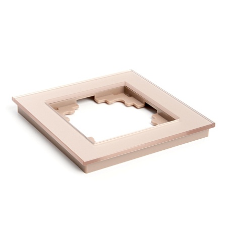 Рамка 1-местная, стекло, STEKKER, GFR00-7001-02, серия Катрин, шампань - фото