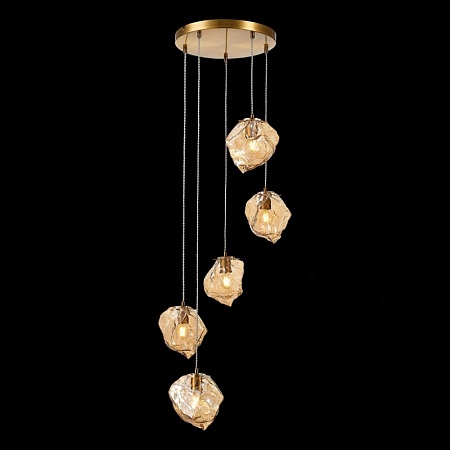 Светильник подвесной ST-Luce Латунь/Янтарный E14 5*40W SL1175.303.05 - фото