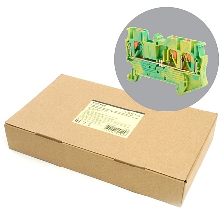 Зажим пружинный, 3-проводной проходной ЗНИ - 2,5 , JXB PT 2.5  TW, желтый, зеленый LD573-1-25 - фото