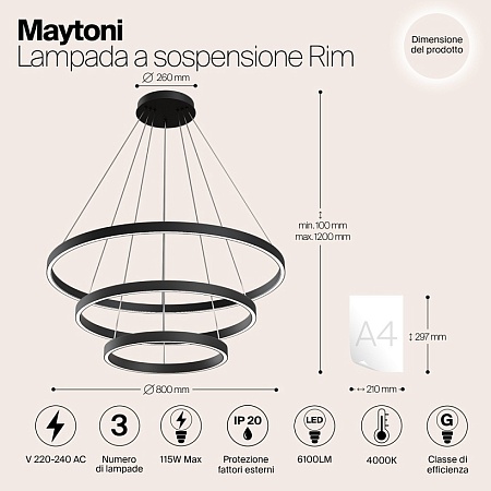 Подвесной светильник Maytoni Rim MOD058PL-L100B4K - фото