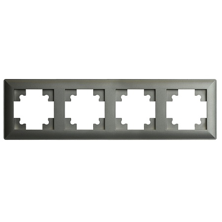 Рамка STEKKER, PFR00-7004-06 4-местная, пластик, серия Катрин, графит - фото