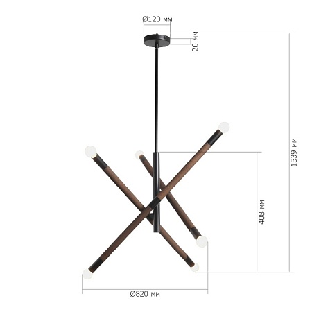 Светильник подвесной ST-Luce Черный, Коричневый E14 6*40W SL6226.403.06 - фото