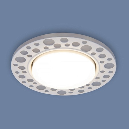 Встраиваемый точечный светильник с LED подсветкой 3032 GX53 WH белый - фото