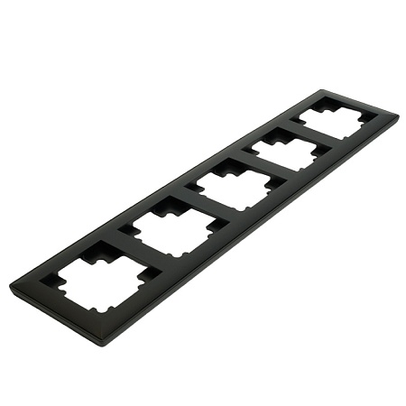 Рамка STEKKER, PFR00-7005-05 5-местная, пластик, серия Катрин, черный - фото