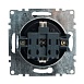 Розетка 1-местная с/з с крышкой (механизм), STEKKER GLS16-7112-05, 250В, 16А с защитной шторкой, серия Катрин, черный - фото