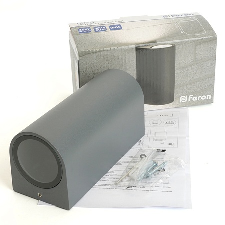 Светильник садово-парковый Feron DH015,на стену, 2*GU10 230V, серый - фото