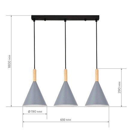 Светильник подвесной Черный/Серый E27 3*40W SLE1255-413-03 - фото