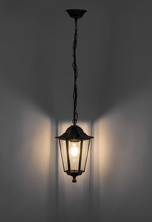 Светильник садово-парковый Feron 6105/PL6105 шестигранный на цепочке 60W E27 230V, черное золото - фото