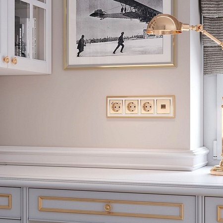 Накладка для телефонной розетки RJ11 (шампань рифленый) W1192010 - фото