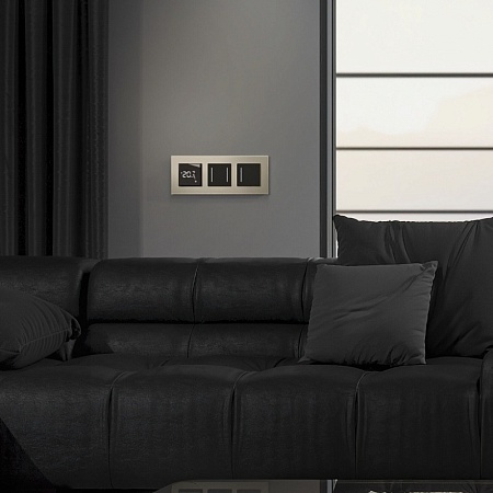 Сенсорный выключатель двухклавишный с подсветкой черный W4522008 - фото