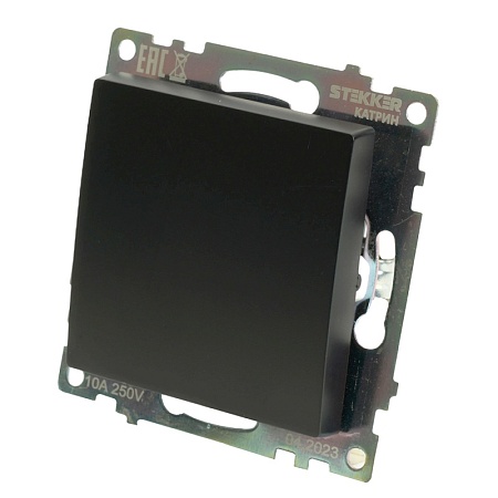 Переключатель перекрестный 1-клавишный (механизм), STEKKER GLS10-7110-05, 250V, 10А, серия Катрин, черный - фото