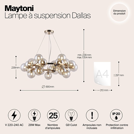 Подвесной светильник Maytoni Dallas MOD548PL-25G - фото