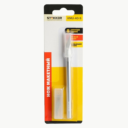 Нож макетный, 5 доп. лезвий, алюминий, STEKKER KMU-40-S - фото