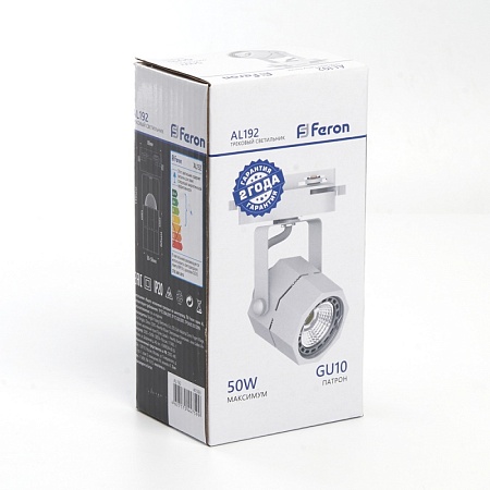 Светильник Feron AL192 трековый однофазный на шинопровод под лампу GU10, белый - фото