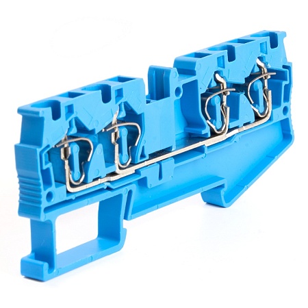 Зажим пружинный, 4-проводной проходной ЗНИ - 4.0 (JXB ST 4), синий STEKKER - фото